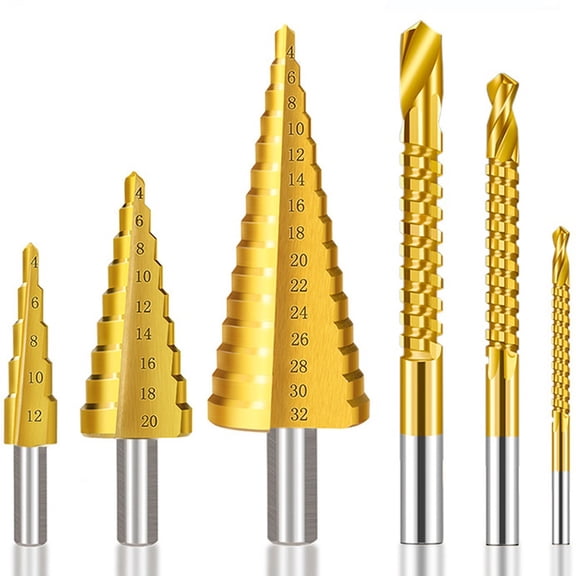 Step Drill Bit Set HSS 4-12/4-20/4-32mm Step Cone Cutting Tool for Metal Wood Plastic Hole Drilling Cone Bit Set