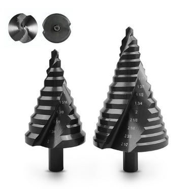 Step Drill Bit Spiral Grooved Double Fluted For Metal Set, 1/4"-2-1/2" Large Step Bit, M35 HSS Impact Tough Step Bits For Metal, 1/2" Shank Unibit Step Drill Bits