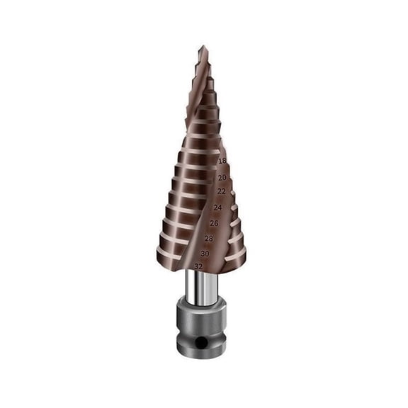 Step Drill Bit by M35/4241-High Speed Steel, Opening and Reaming Metal & Wood Holes, 118°-Shaped Split Tip, Removable Handle