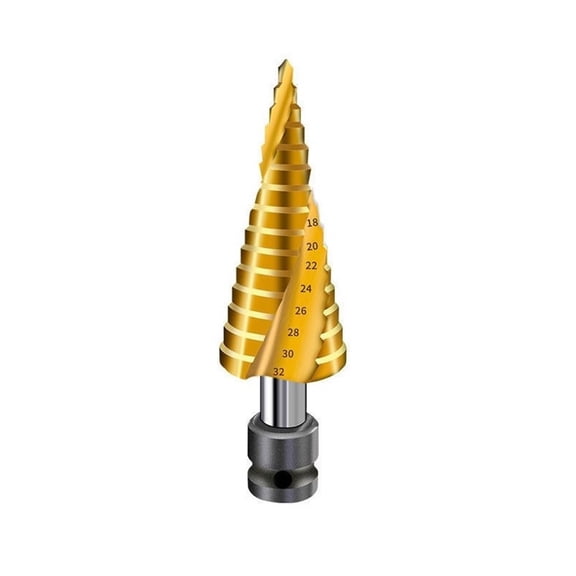 Step Drill Bit with Spiral Groove, 4241-High Speed Steel, Opening Metal Holes, 118-Shaped Split Tip, Removable Handle, 4-32mm