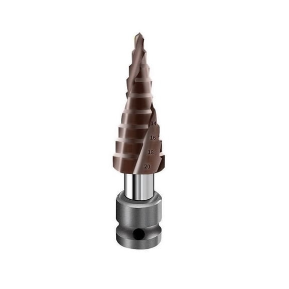 Step Drill Bit with Spiral Groove, M35-Co-High Speed Steel, Opening Metal Holes, 118-Shaped Split Tip, Removable Handle, 4-20mm