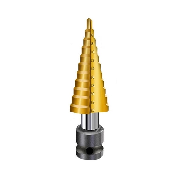 Step Drill Bit with Straight Groove, 4241-High Speed Steel, Opening Metal Holes, 118-Shaped Split Tip, Removable Handle, 4-25mm