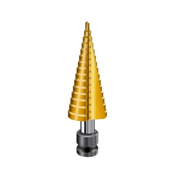 Step Drill Bit with Straight Groove, 4241-High Speed Steel, Opening Metal Holes, 118-Shaped Split Tip, Removable Handle, 4-32mm