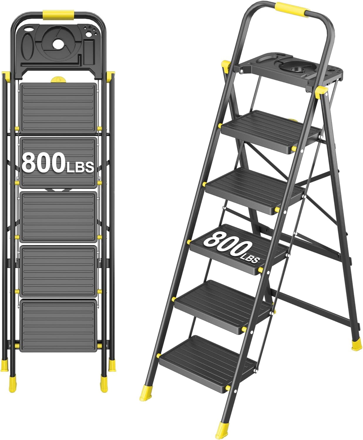 Step Tray Step Foldable Step Ladder with Mutifunctional Tool Tray Platform ...