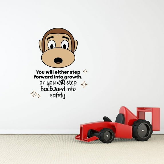 Step Forward Monkey Animal Quote Cartoon Quotes Decors Wall Sticker Art Design Decal for Girls Boys Kids Room Bedroom Nursery Kindergarten Home Decor Stickers Wall Art Vinyl Decoration (10x8 inch)