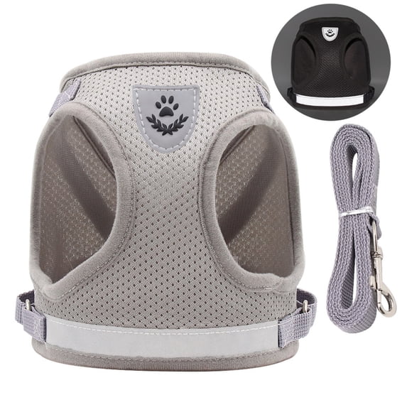 Step-In Dog Harness and Leash Set Breathable Mesh Pet Vest Harness with Reflective Strip and Adjustable Buckle for Outdoor Walking,Size M