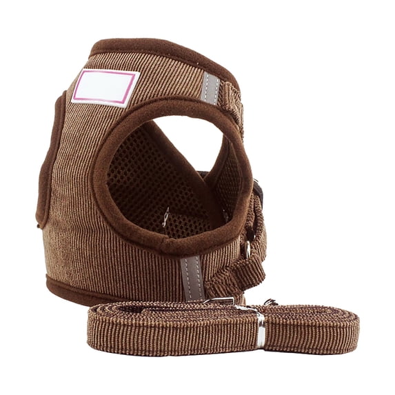 Step In No Pull Dog Harness with Leash Set Adjustable Reflective Soft Mesh Corduroy Pet Vest for Small Dogs and Cats