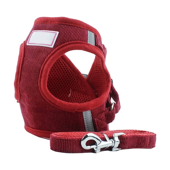 Step In No Pull Dog Harness with Leash Set Adjustable Reflective Soft Mesh Corduroy Vest for Small