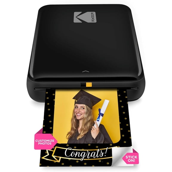 Step Instant Smartphone Photo Printer, Portable Mini Color Wireless Mobile Printer, 2x3 (5.1x7.5 cm) Sticky-Back Photos, Bluetooth Compatible with iOS & Android Devices, Editing App, Black