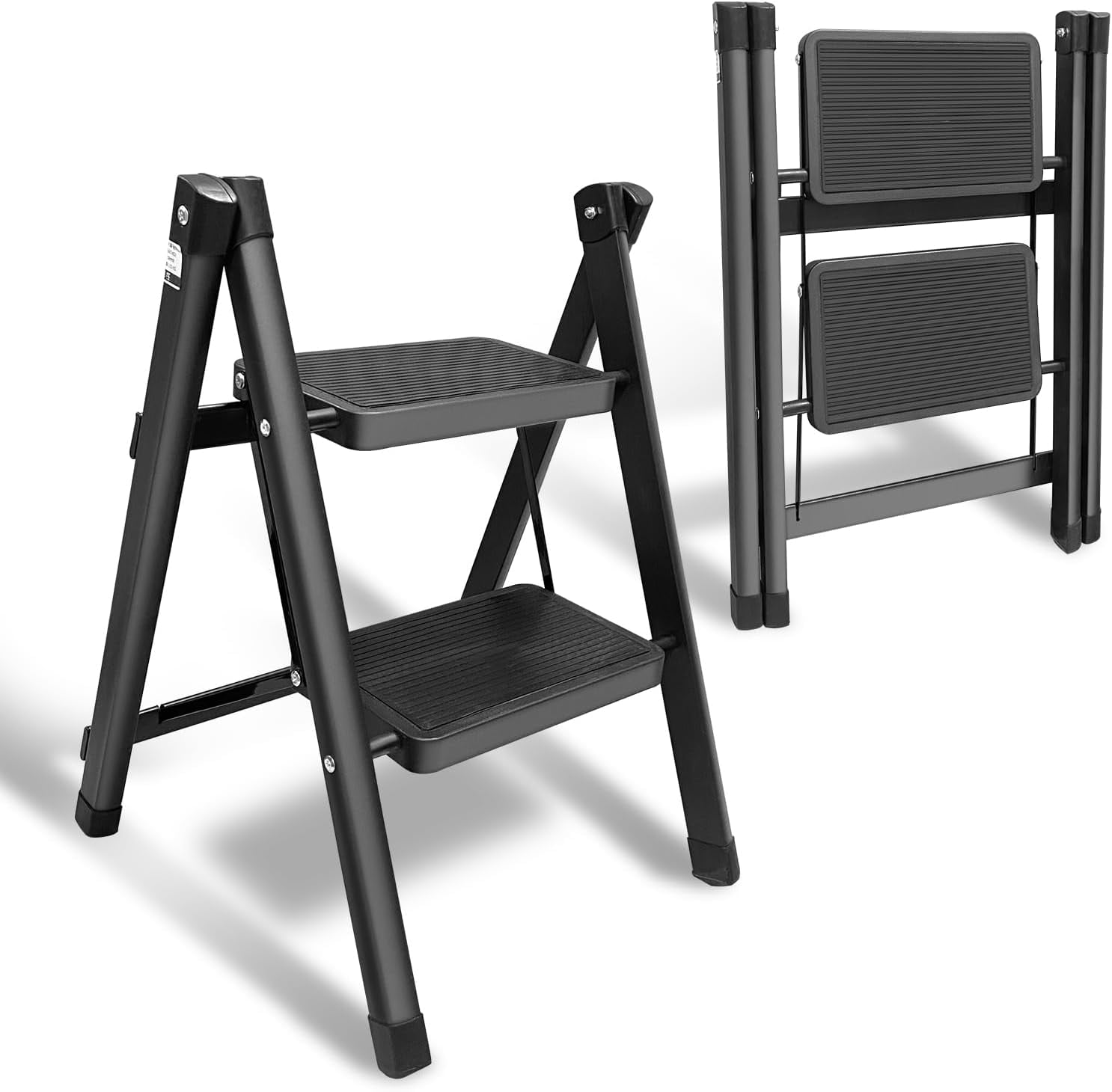 Step Ladder 2 Step Folding Stool with Wide AntiSlip Pedal, Kitchen
