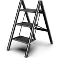 thumbnail image 1 of Folding Small 3 Step Stool for Adults, Portable Anti-Slip Stepladder with Wide Pedals for Home and Kitchen Use, Space Saving - Black (300 lbs), 1 of 5