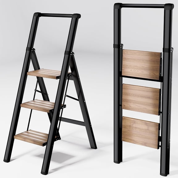 Step Ladder 3 Step Folding, Sturdy 330 Lbs SmallStepStool for Adults, Closet Step Stool with Anti-SlipWidePedals, Portable Folding for  Kitchen Office