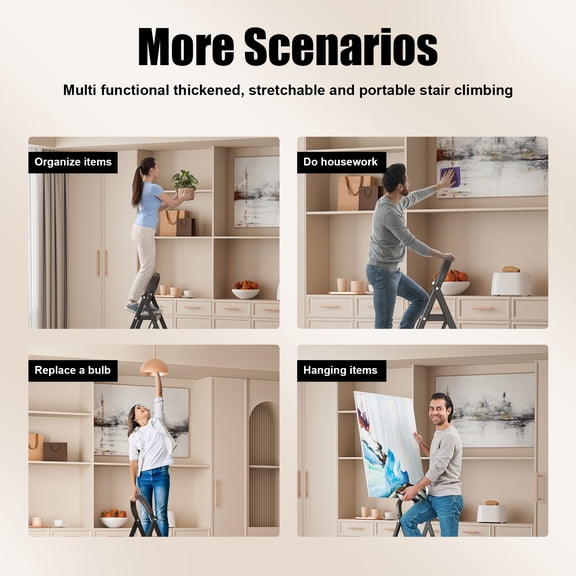 Step Ladder, 3 Step Ladder Folding Step Stool, Multi-Purpose Collapsible Ladder for Home or RV Outdoor Work, Heavy Duty 330 lbs Load -1 Set