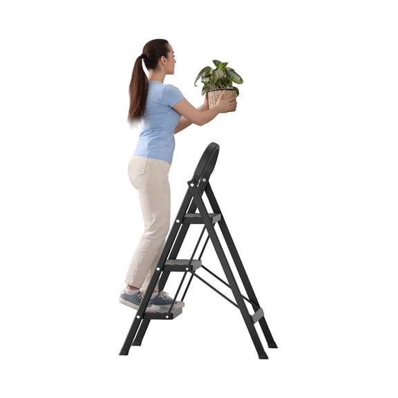 Step Ladder, 3 Step Ladder Folding Step Stool, Multi-Purpose Collapsible Ladder for Home or RV Outdoor Work