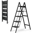 thumbnail image 1 of Step Ladder 5 Step Folding, Sturdy 330 Lbs Load Small Step Stool for Adults, Safer Full Steel Multi-use Kitchen Ladder for Home/Closet, with Anti-Slip Wide Pedals, Black, 1 of 17