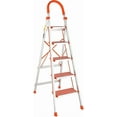 thumbnail image 1 of Step Ladder 5 Step Lightweight Folding Step Ladder Aluminum Step Stool with Widened Anti-Slip Strip Pedal Convenient Handgrip 350lbs EN131, Multi-use for Household and Office, 1 of 15
