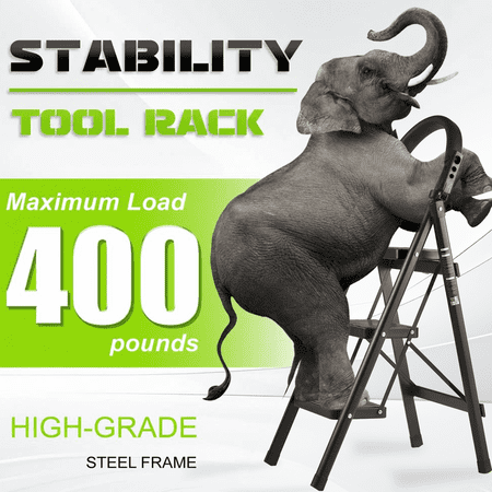 OUTMASTER Step Ladder, Adult Step Ladders 3 Step with Padded Handrails,400 Lbs Capacity. Black