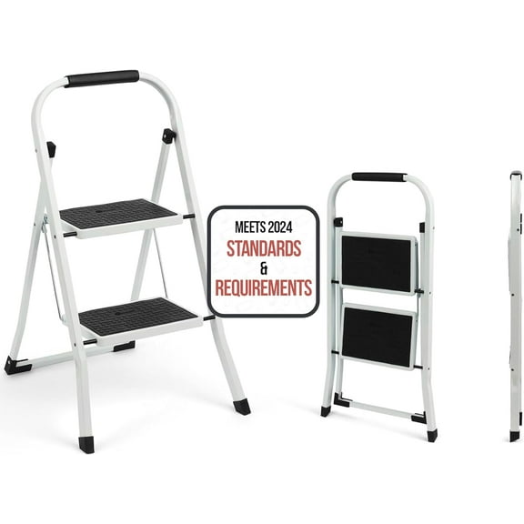 Step Ladder,Capacity Folding Step Stool – Anti-Slip Wide Steps & Handgrip –Durable Steel Stepping Stool for Kitchen, Home, Office & Garage