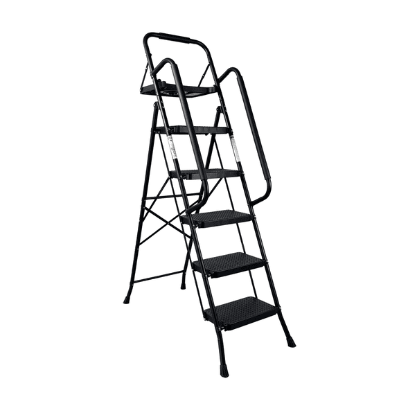 Step Ladder, Folding Step Stool with Wide Anti-Slip Pedal, Sturdy Steel Ladder, Convenient Handrail, Lightweight, Portable Steel Step Stool