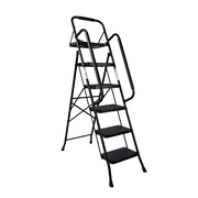 Step Ladder, Folding Step Stool with Wide Anti-Slip Pedal, Sturdy Steel Ladder, Convenient Handrail, Lightweight, Portable Steel Step Stool