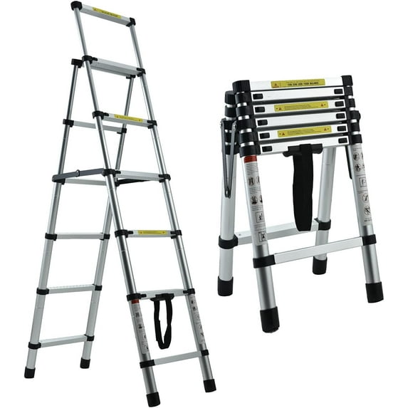 Step Ladder Herringbone Ladder A-Frame Ladder 5+6 Step Folding Telescoping Ladder, Type 1A Ladder, 5.34FT Multi-Position Ladder for Home Safety Step Attic Ladder,330lbs Load Capacity, Easy Carry&Store