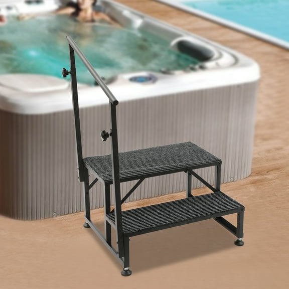 Step Ladder, Porch Steps with Handrails, Swimming Pool Ladder Above Ground, Portable Step Stool Home Decor for Travel Trailer