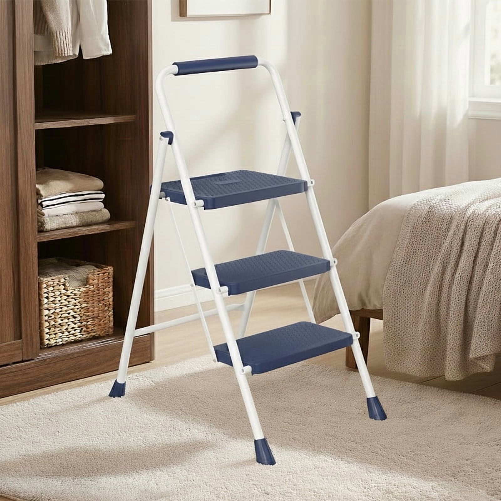 Step Ladder, Sturdy 3 Step Stool with Anti-Slip Pedal, Automatic lock ...