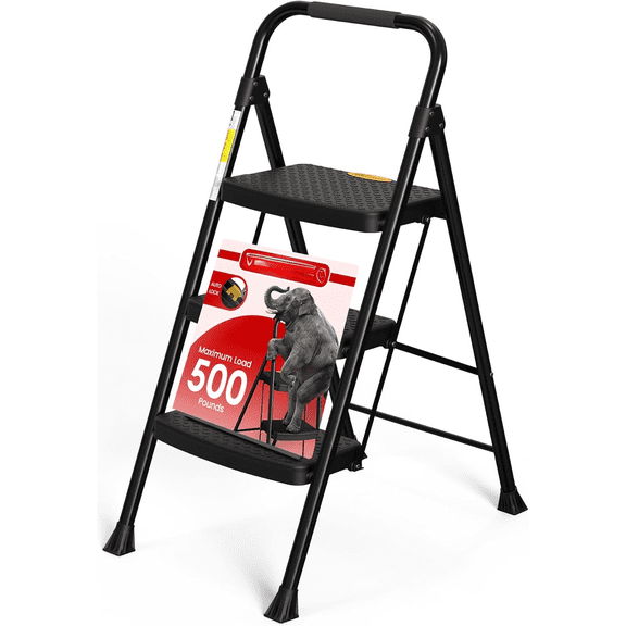 Step Ladder Sturdy, Heavy Duty Step Stool for Adults, Wide Anti-Slip Pedal Step Ladder Folding Step Stool for Home Kitchen Garage Outdoor (3 Step Ladder)