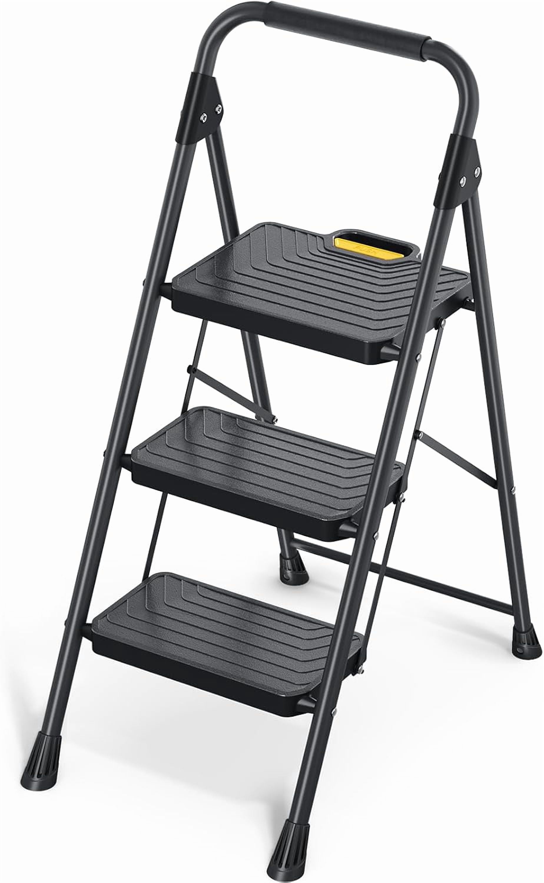 Step Ladder, Sturdy Steel Step Stool with Anti-Slip Wide Pedals ...