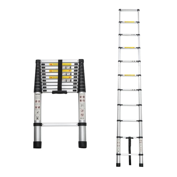Step Ladder Telescoping Ladder 10.5FT, Telescopic Extension Ladder, Aluminum Alloy Folding Ladder Portable Multi-Purpose for Indoor Outdoor Work, Heavy Duty 300 lbs Load,Aluminum Ladder