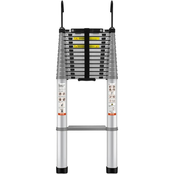 Step Ladder Telescoping Ladder, 18.5 FT Aluminum One-button Retraction Collapsible Extension Ladder, 400 LBS Capacity with Non-slip Feet, Portable Multi-purpose Compact Ladder for Home, RV, Loft, ANS