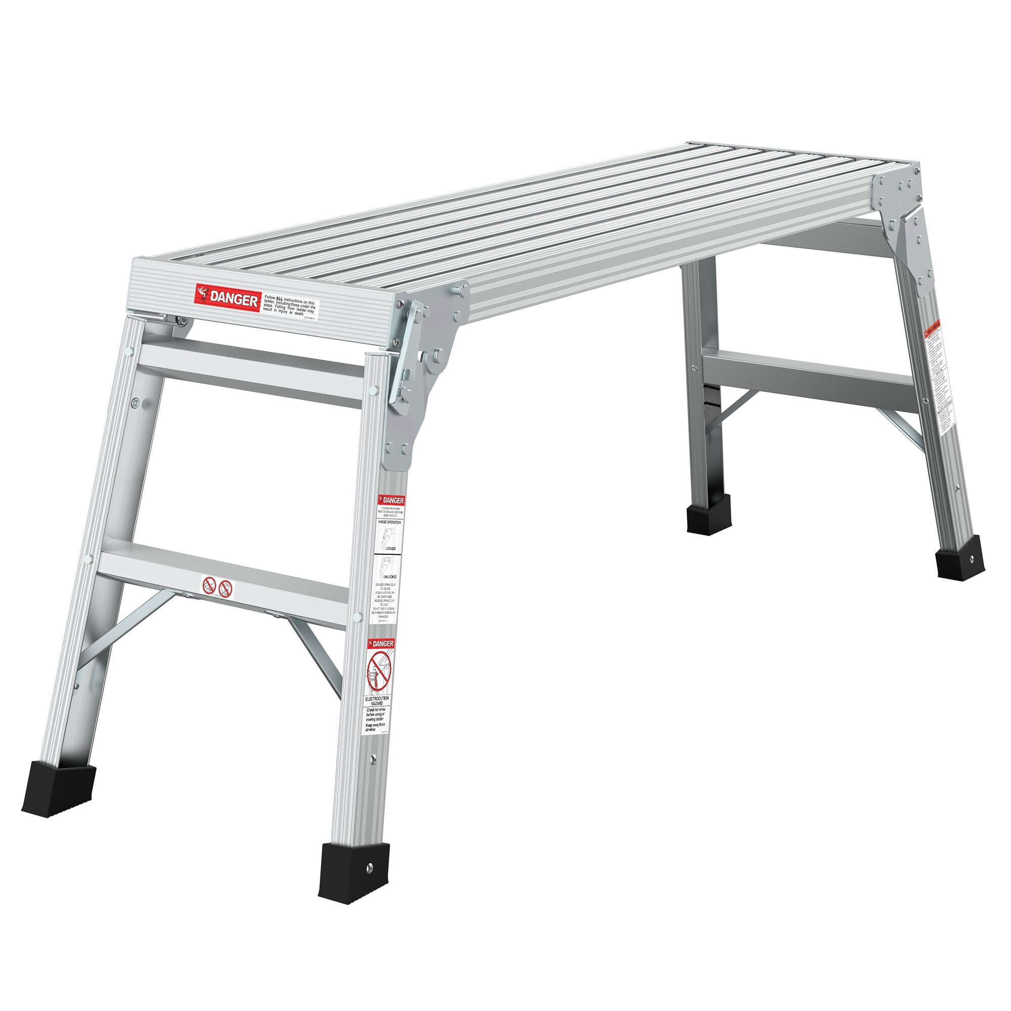 Bench Work Ladder Step Ladder Work Platform Aluminum Portable Bench Folding Ladder ANSI ...