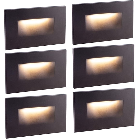 Step Lights Outdoor 6 Pack Classic, 120V 3CCT Selectable Stair Lights Indoor, Waterproof LED Deck Decor Hardwired Dimmable, Brown Finish Aluminum Outdoor Lighting, ETL Wet Rated