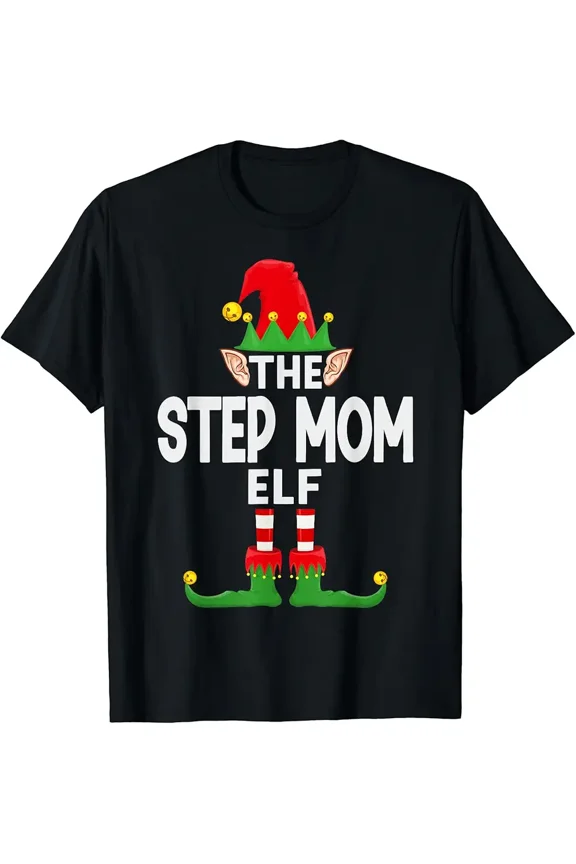 Step Mom Elf Family Christmas Pajama Party Cute Family Edition Unisex T-Shirt up to size 5XL