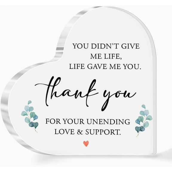 Step-Mom Gifts for Bonus Mom Thank You for Your Undering Love and Support Sign Acrylic Heart Plaque Birthday Christmas Mother' Day Appreciation Gifts for Step-Mom A529 3.9x3.9 Inch