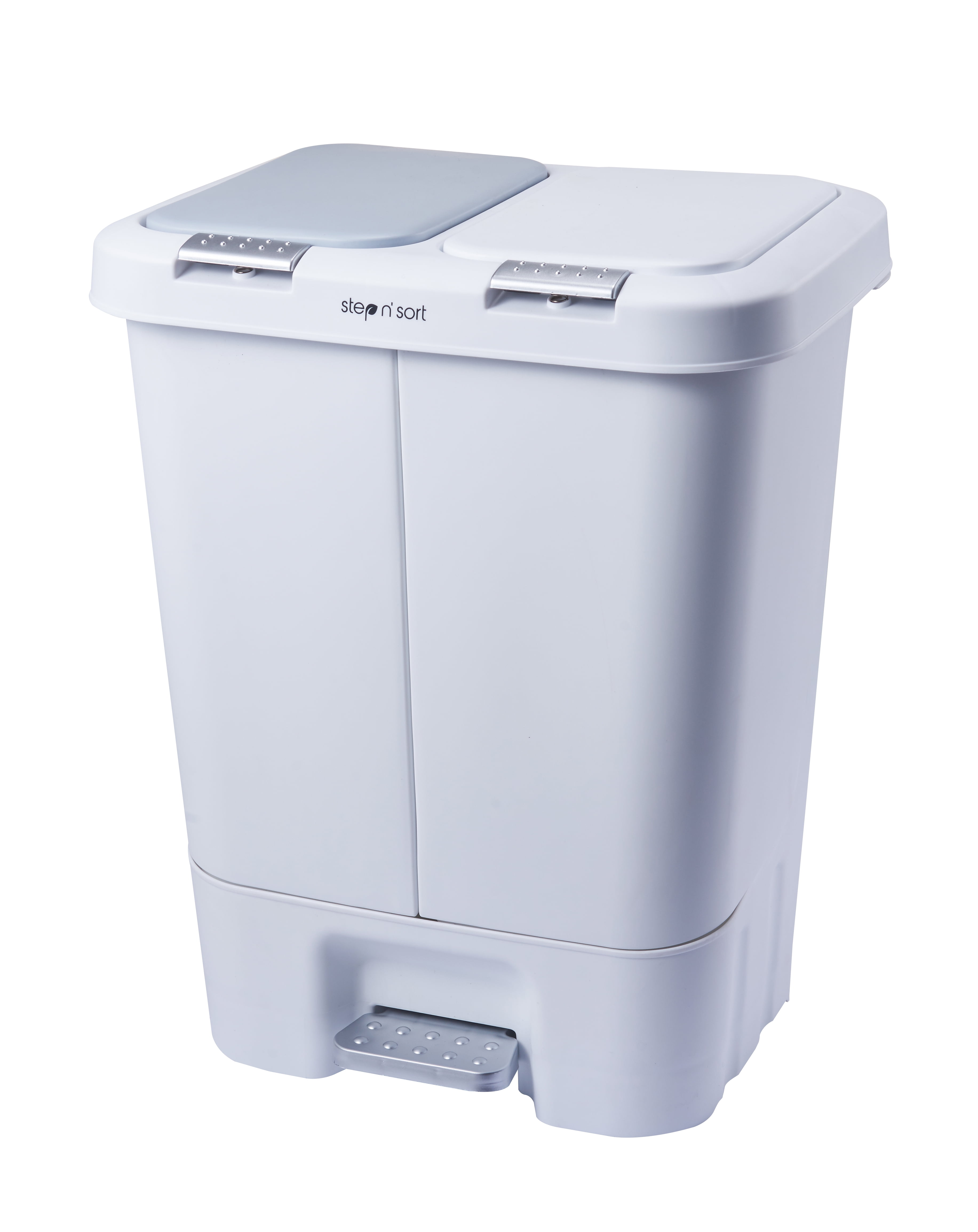 Step N' Sort 11 gal 2 Compartment Trash & Recycling Bin Kitchen Garbage Can  White 