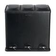 thumbnail image 1 of Step N' Sort Kitchen Trash Can, 16 Gallon Stainless Steel 3 Compartment Recycle Step Lid Garbage Bin, Black, 1 of 6