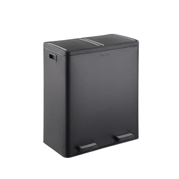Step N' Sort 18.5 Gal. Large Capacity Dual Trash and Recycling Bin, Black