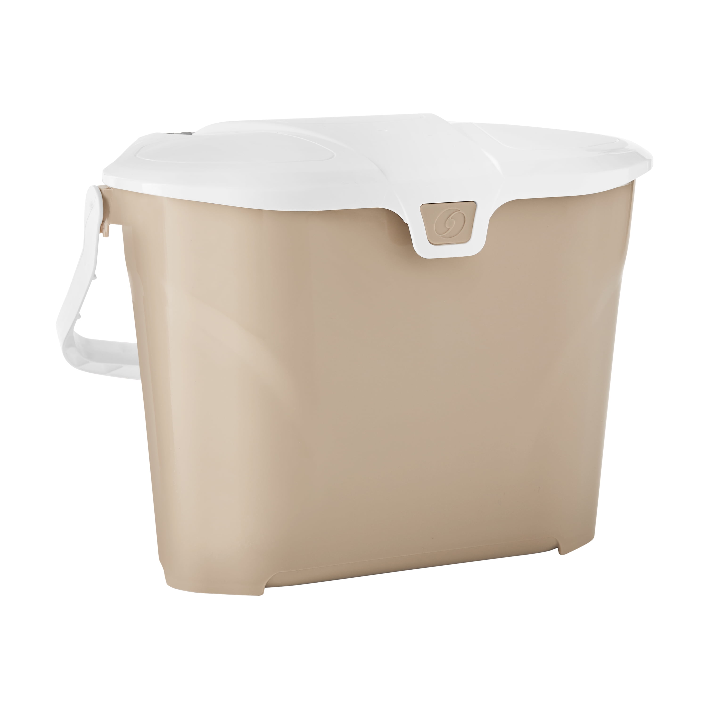Beige Plastic Step Trash Can with Ergonomic Handle, 7L