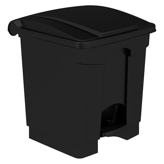 Step On Trash Can 8 Gallon, Foot Pedal Garbage Can for Kitchen, Indoor Outdoor Use, Hands Free, Black Half Round