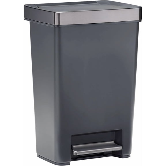 Step-On Trash Can, Charcoal 12.4 Gallon for Kitchen Use