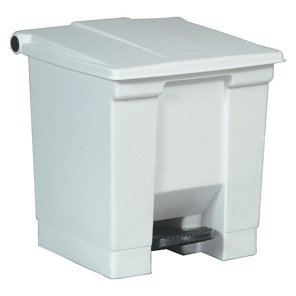 Step-On Waste Container - 8 gal Capacity - Square - 17.1" Height x 15.8" Width - Plastic, Resin, High-density Polyethylene (HDPE), Polypropylene - White