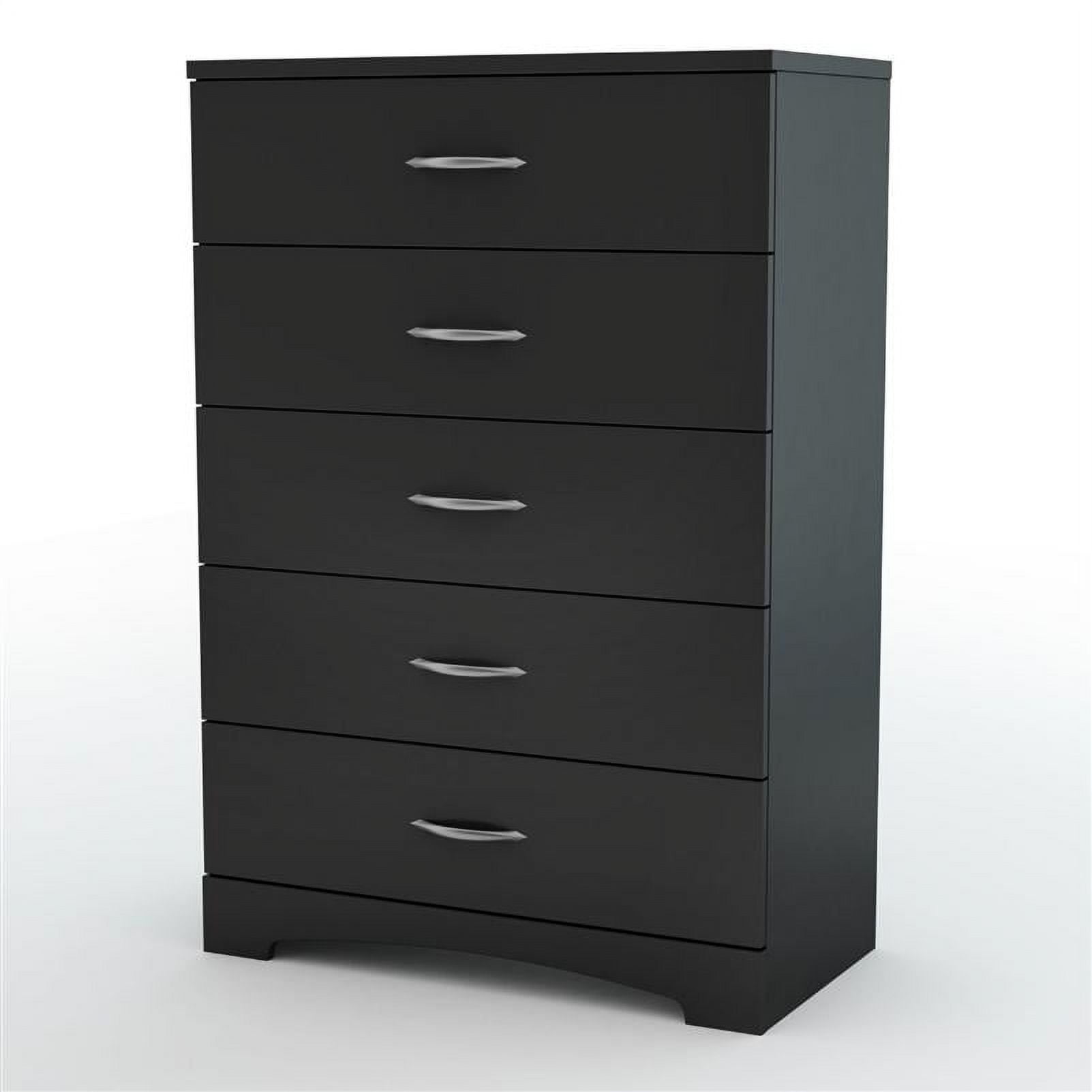 Pure Black 5-Drawer Nursery Dresser with Soft Close