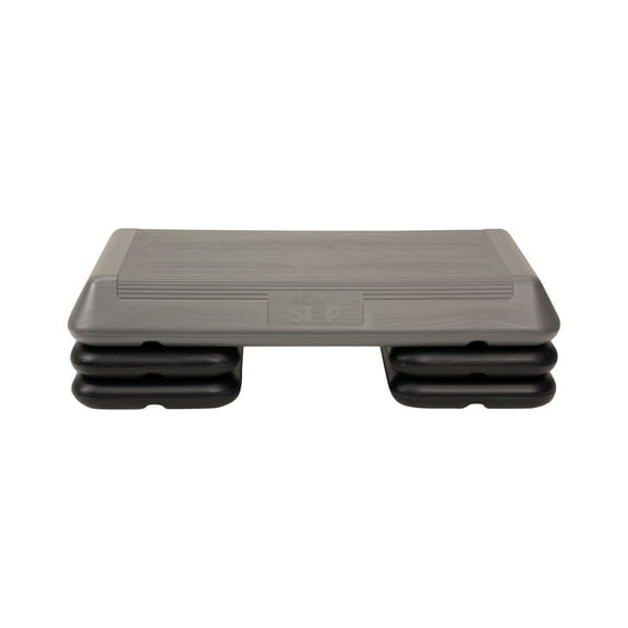 The Step Original Aerobic Platform – Circuit Size Grey Aerobic Platform and Four Original Black Risers Included with 4”, 6”, and 8” Platform Height Options