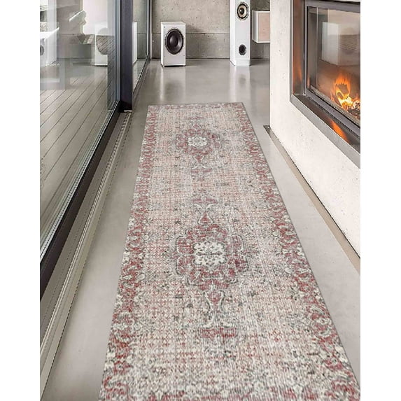 Step Rug, Turkish Rug, Chenille Rug, Thick Rug, Tribal Rug, Anti-Slip Carpet Rug, Boho Rug, Wedding Rug, Red Rug, Office Decor Rug, Thin Rug, 2.6'x9.2' - 80x280 cm