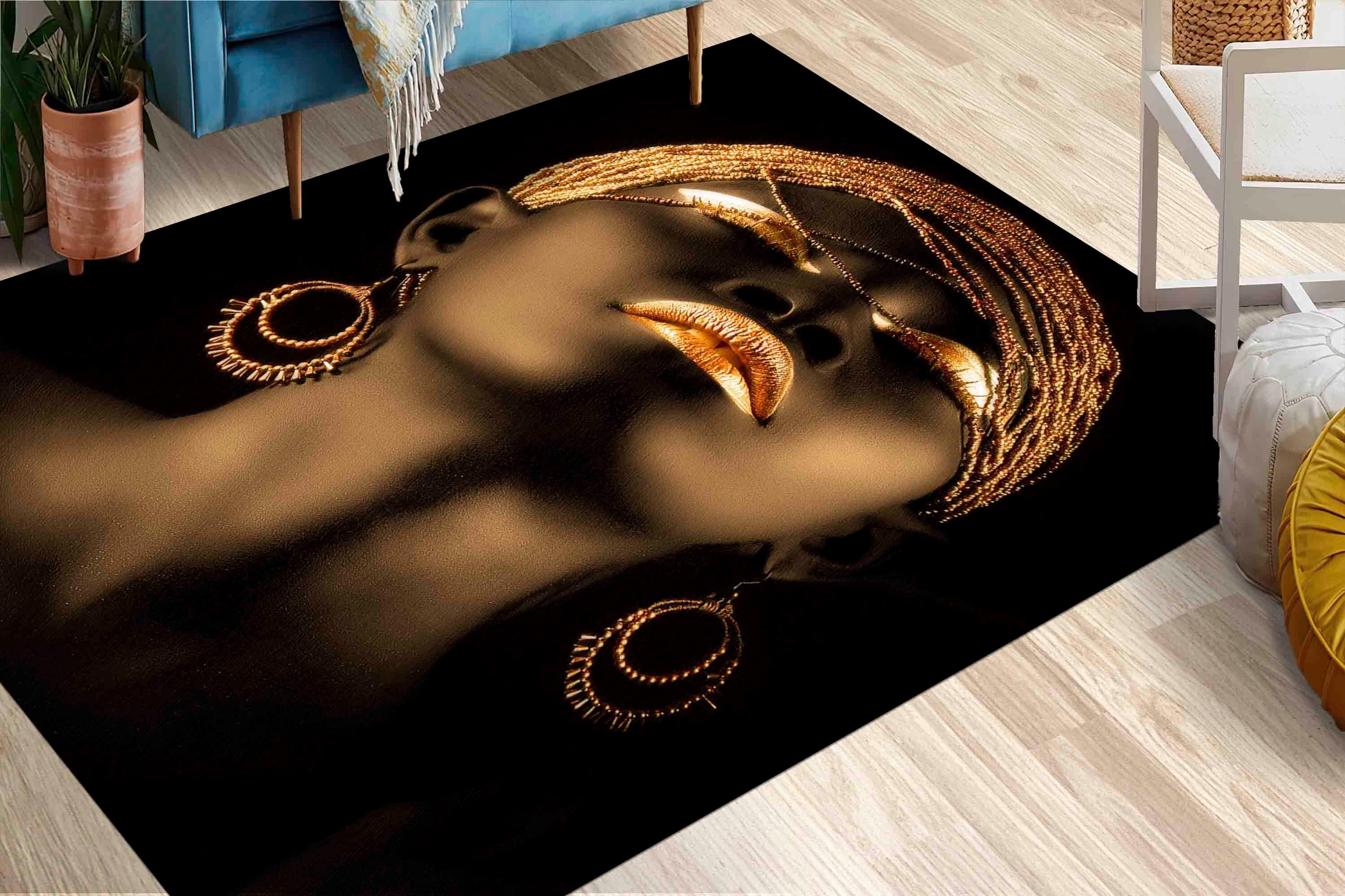 Lady Rugs Step Rugs, African Gold Woman Rug, Floor Rug, Anti-Slip Carpet Rugs ...
