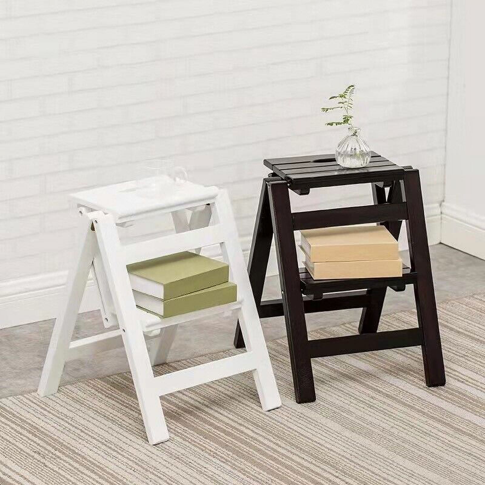 Step Stool, 3Step folding, portable, made of the solid wood, four