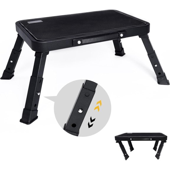 Step Stool, Adjustable Folding Step Stools for Adults and Seniors, Foldable Step Stool,Step Ladder with Anti-Slip Platform and Rubber for Kitchen,Bed,Garden,RV,Office Use,350Ibs Capacity