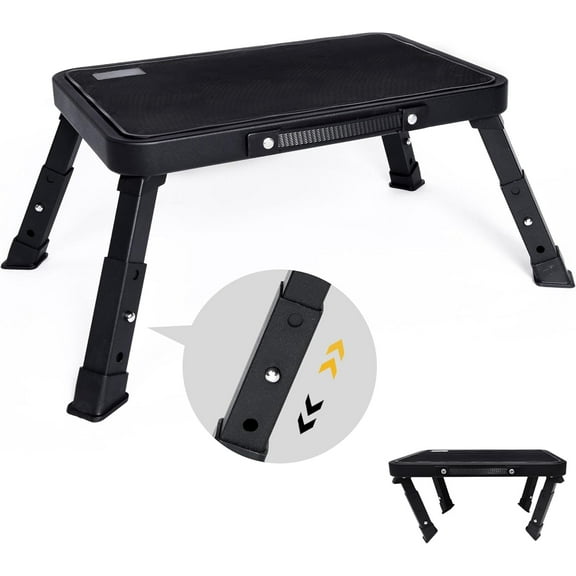 Step Stool, Adjustable Folding Step Stools for Adults and Seniors, Foldable Step Stool,Step Ladder with Anti-Slip Platform and Rubber feet for Kitchen,Bed,Garden,RV,Office Use,350Ibs Capacity