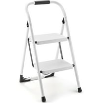 Step Stool for Adults,2 Step Ladder Folding 330lbs Anti Slip Step Stool,Foldable Ergonomic 2 Steel Stool with Wide Pedal for Home, Kitchen, Office (White)